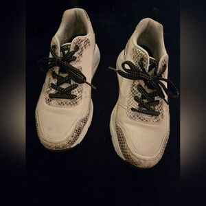 Skechers Beige Snake-Print Mesh Sneakers
